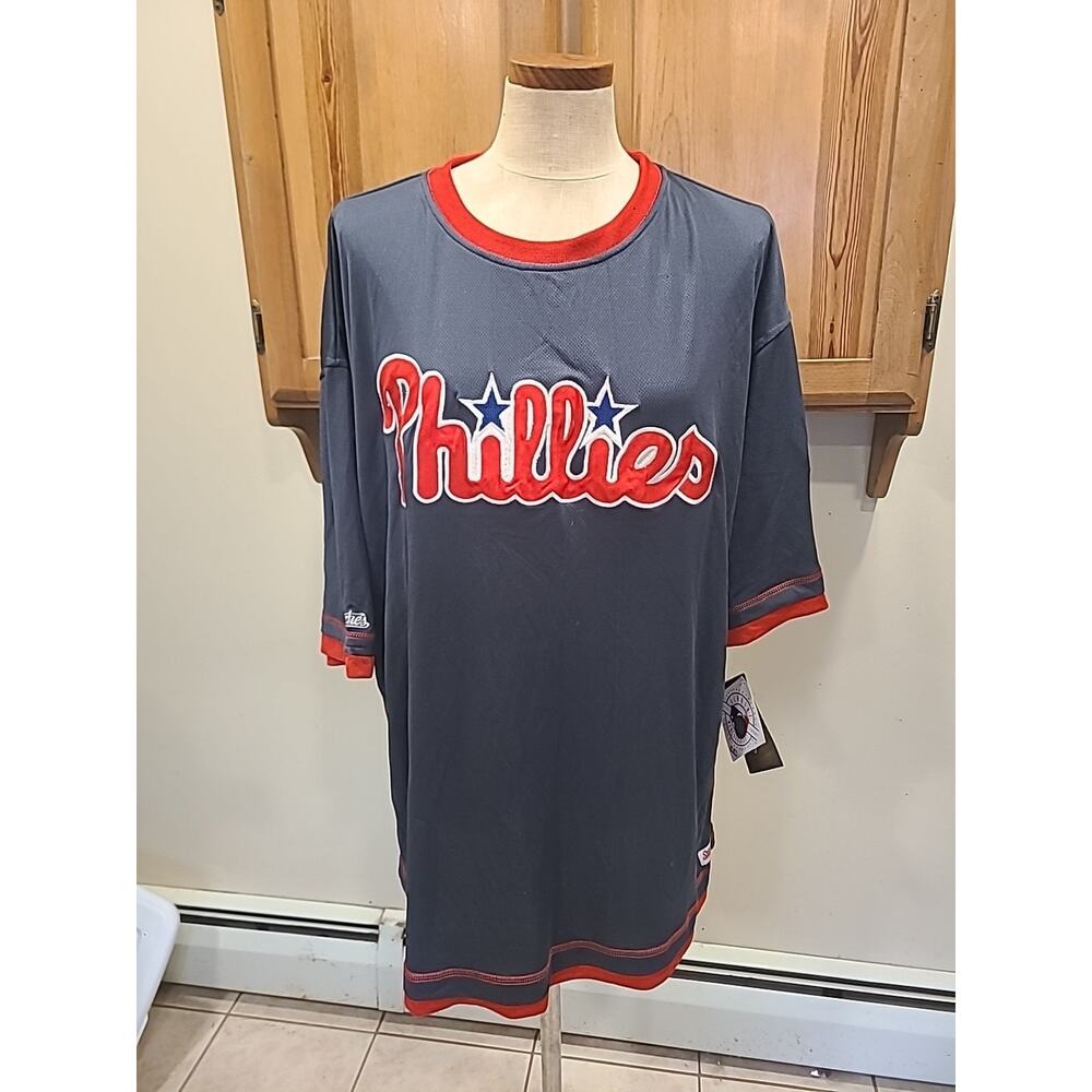 Philadelphia Phillies Mens Jersey Stitches CREW Neck Authentic MLB GRAY RED 2XL